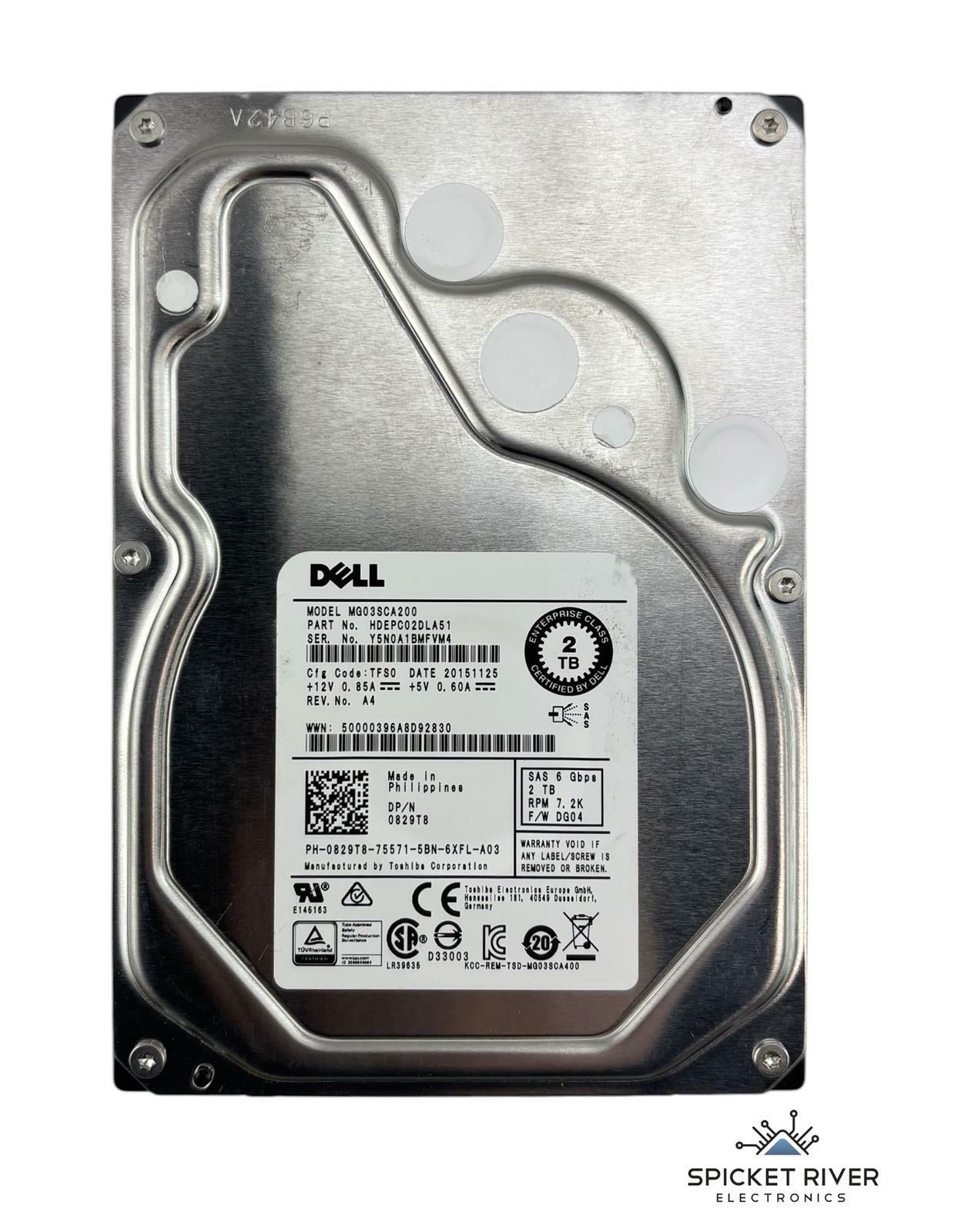 Dell MG03SCA200 HDEPC02DLA51 2TB SAS 6 Gbps 7.2K RPM 3.5" Enterprise Hard Drive