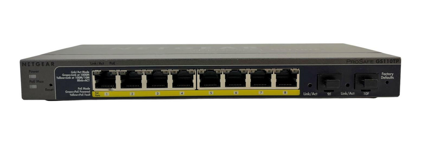 Netgear ProSafe GS110TP 8-Port Gigabit PoE Smart Switch w/ Fiber Uplink - No AC