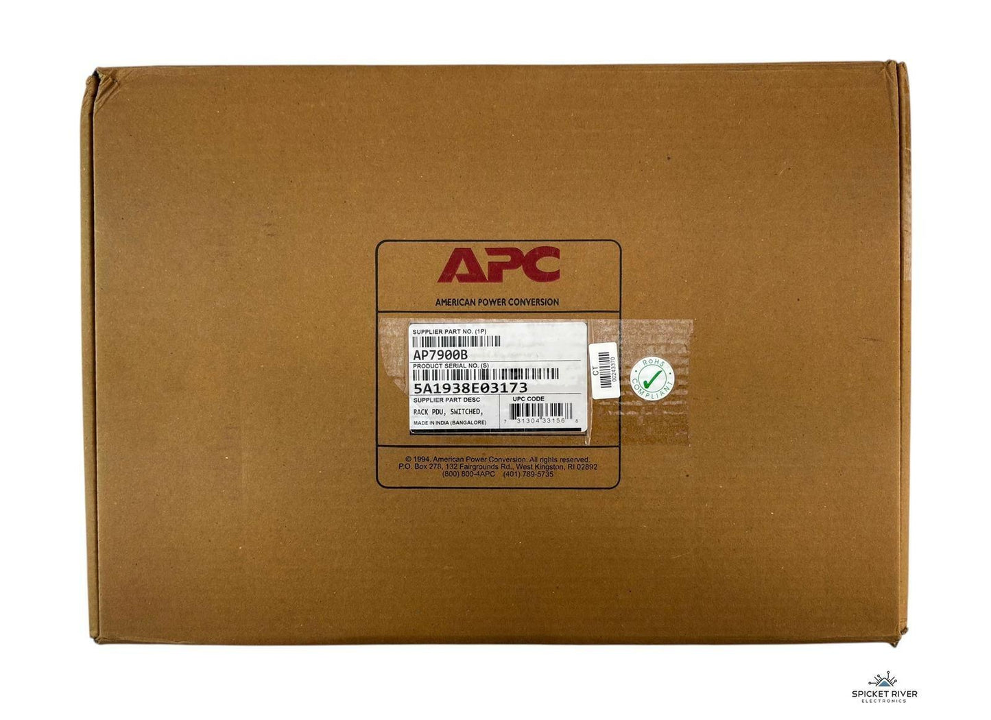 NEW - Open Box - APC AP7900B Horizontal Switched 1U Rack PDU - 15A 8-Outlet