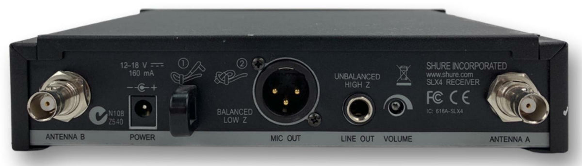 Shure SLX4 Wireless Rack Mountable Microphone Receiver J3 572-596 MHz