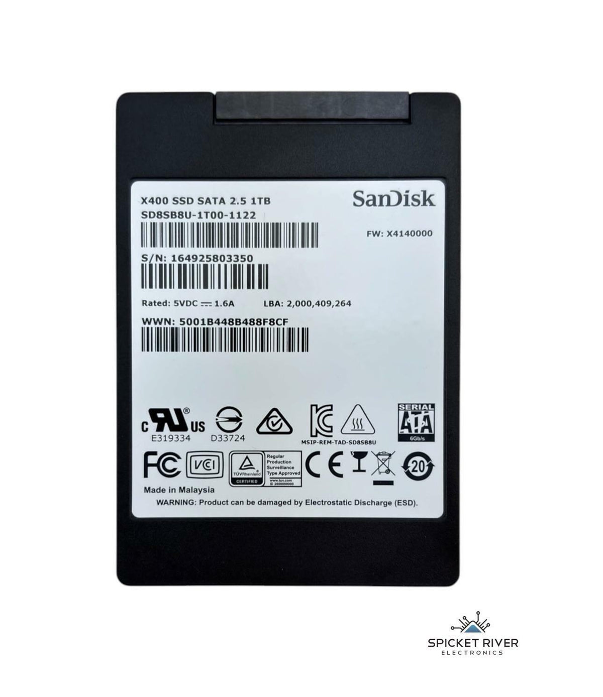 SanDisk X400 SD8SB8U-1T00-1122 1TB SATA 6Gb/s 2.5" Solid State Drive SSD