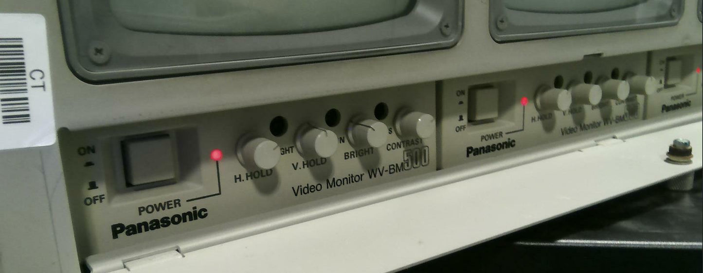 3x Panasonic WV-BM500U CRT Video Monitors w/ WV-BM503 Rackmount