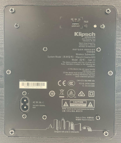 Klipsch Cinema 600 Sub 10 Wireless Subwoofer Speaker