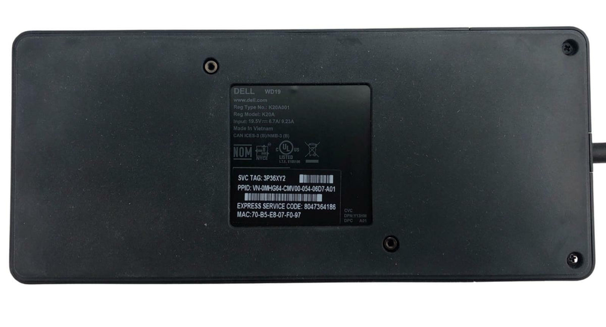 Dell Dock WD19 USB-C Docking Station - No AC Power Adapter