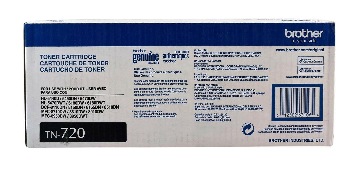 NEW - Genuine Brother TN-720 Black 3000 Page Toner Cartridge