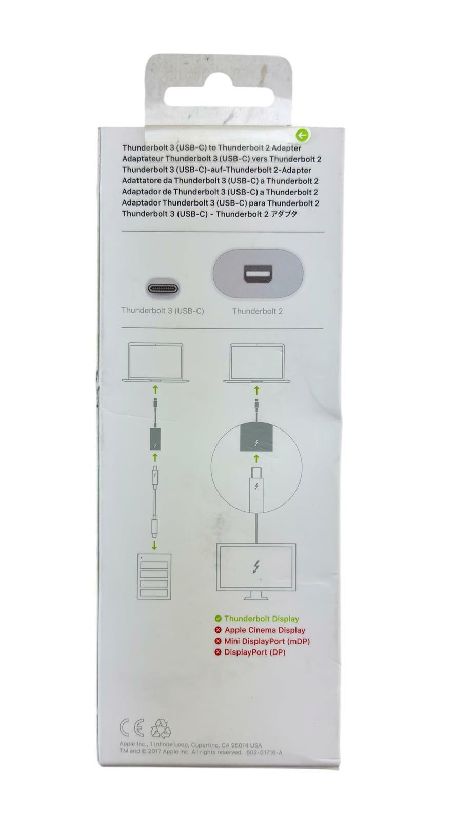 NEW - OEM Apple A1790 MMEL2AM/A Thunderbolt 3 (USB-C) to Thunderbolt 2 Adapter