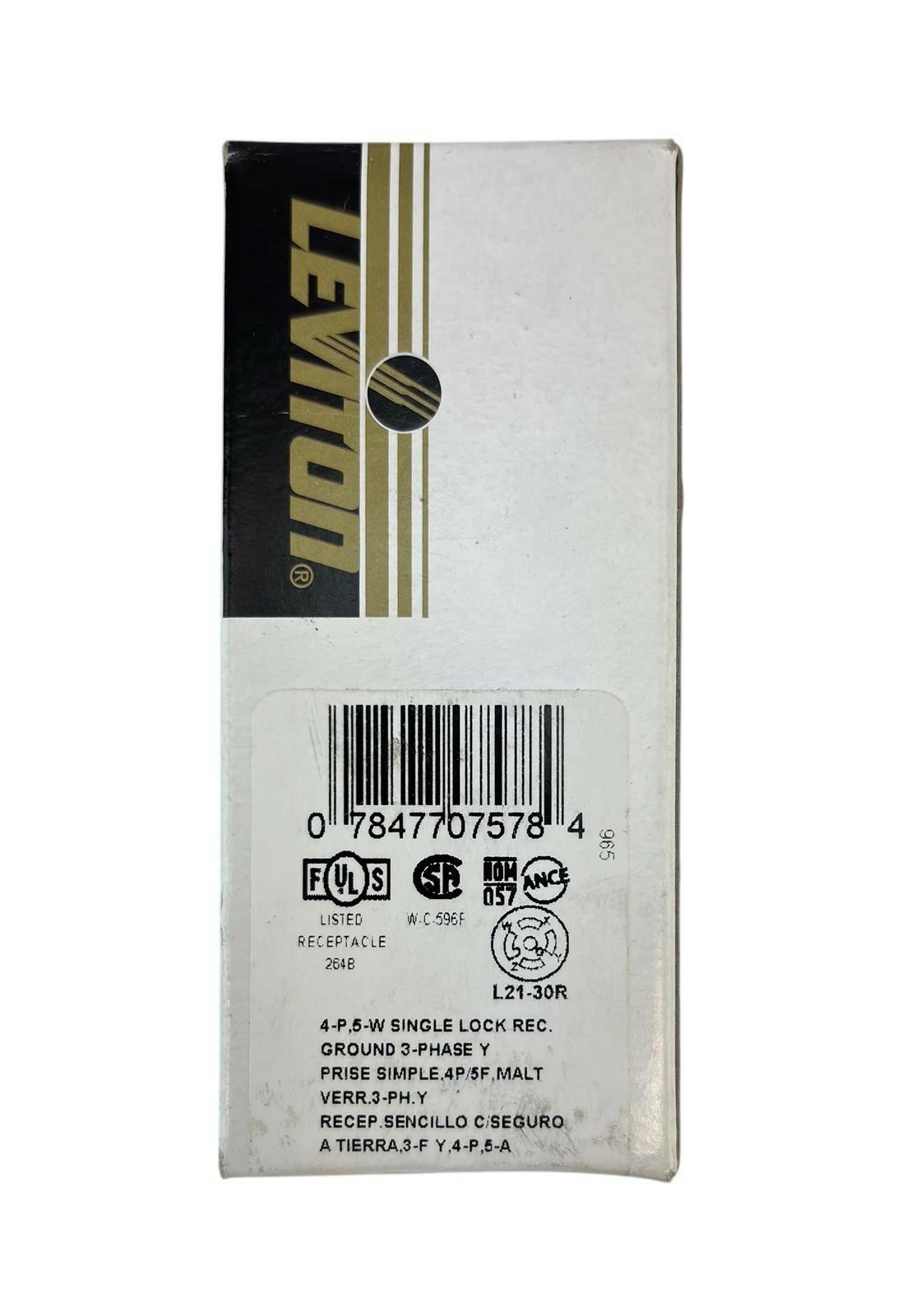 Open Box - Leviton Model 2810 30A 120/208V 3PY Flush Mount Locking Receptacle