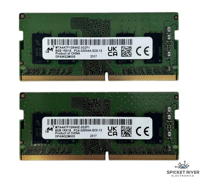 Lot of 2 - Micron MTA4ATF1G64HZ-3G2F1 8GB 1Rx16 PC4-3200AA DDR4 SODIMM RAM