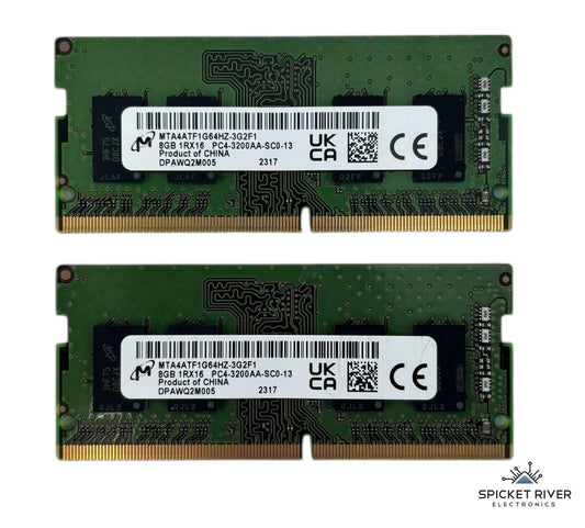 Lot of 2 - Micron MTA4ATF1G64HZ-3G2F1 8GB 1Rx16 PC4-3200AA DDR4 SODIMM RAM