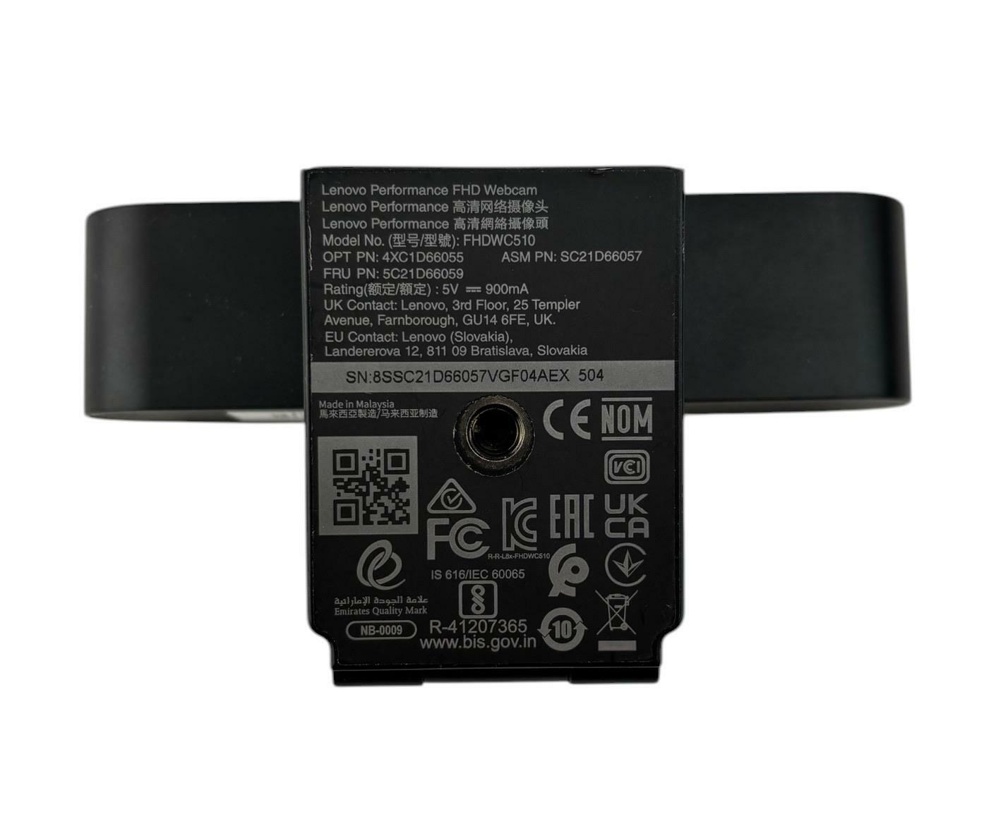 Lenovo FHDWC510 Performance FHD Webcam P/N: 4XC1D66055 - Black