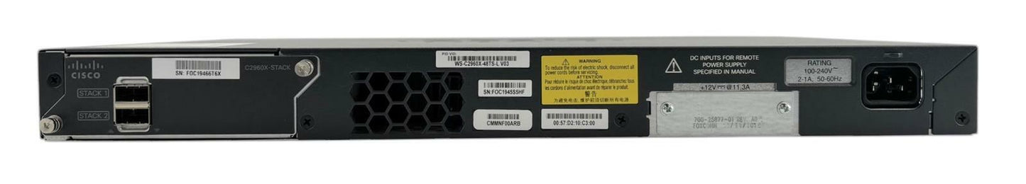 Cisco Catalyst 2960-X Series 48-Port Gigabit Switch 4x SFP WS-C2960X-48TS-L V03