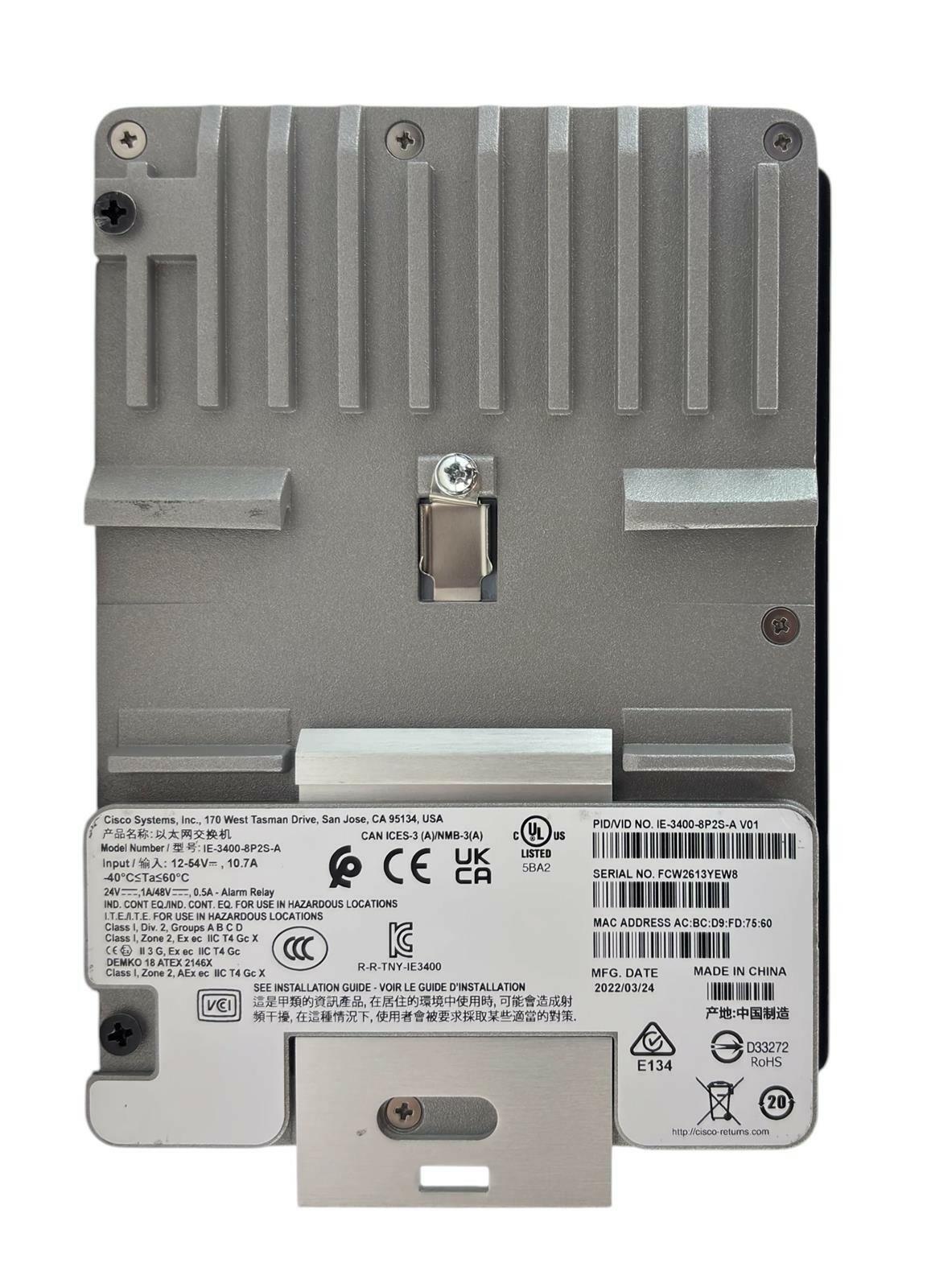 Cisco IE-3400-8P2S-A Rugged Series Industrial Ethernet Switch