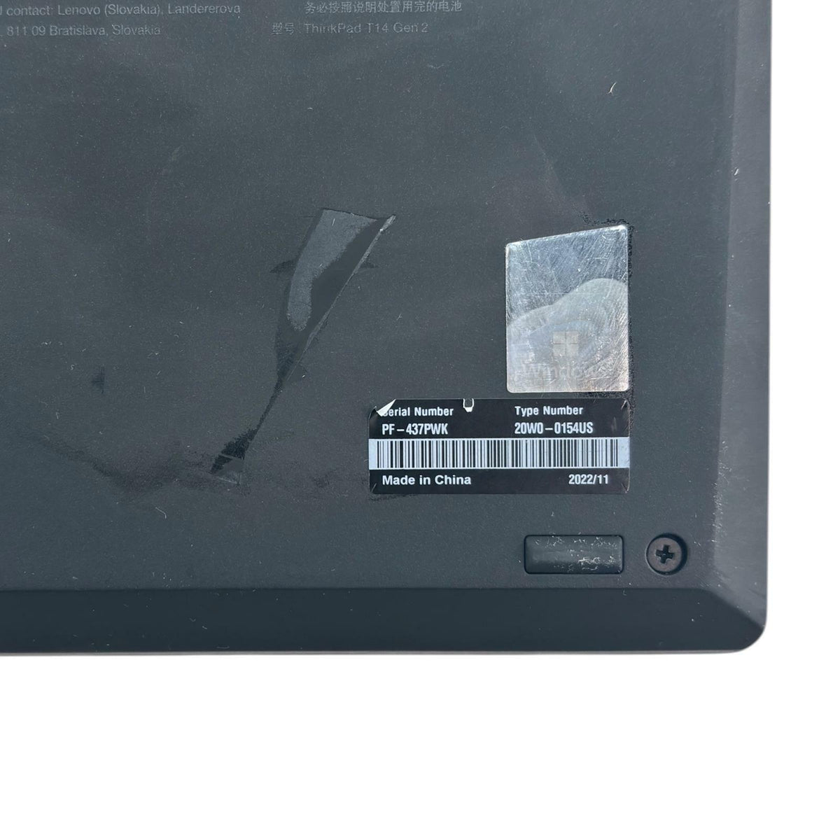 Lenovo ThinkPad T14 Gen 2i Quad Core i7-1185G7 512GB SSD 16GB RAM - READ #252158