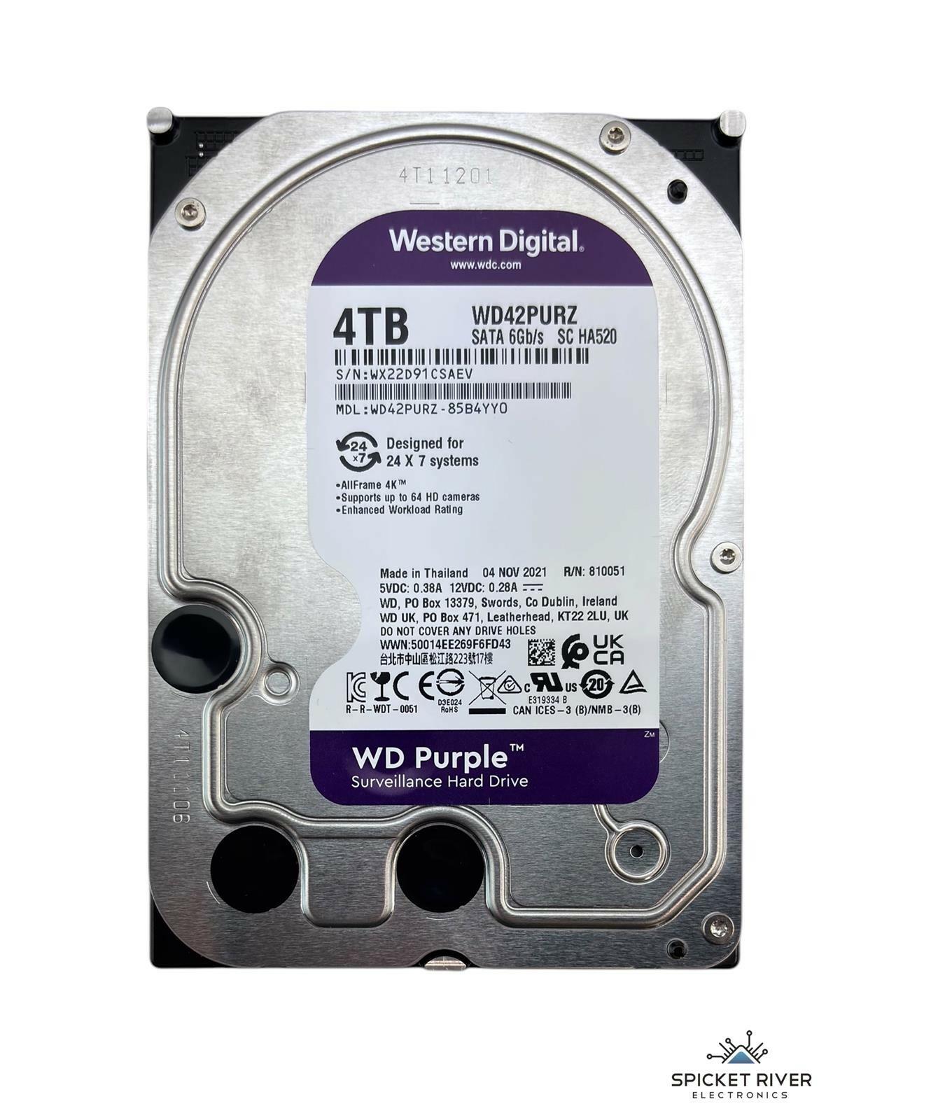 Western Digital Purple WD42PURZ 4TB SATA 6Gb/s 3.5" Hard Disk Drive HDD