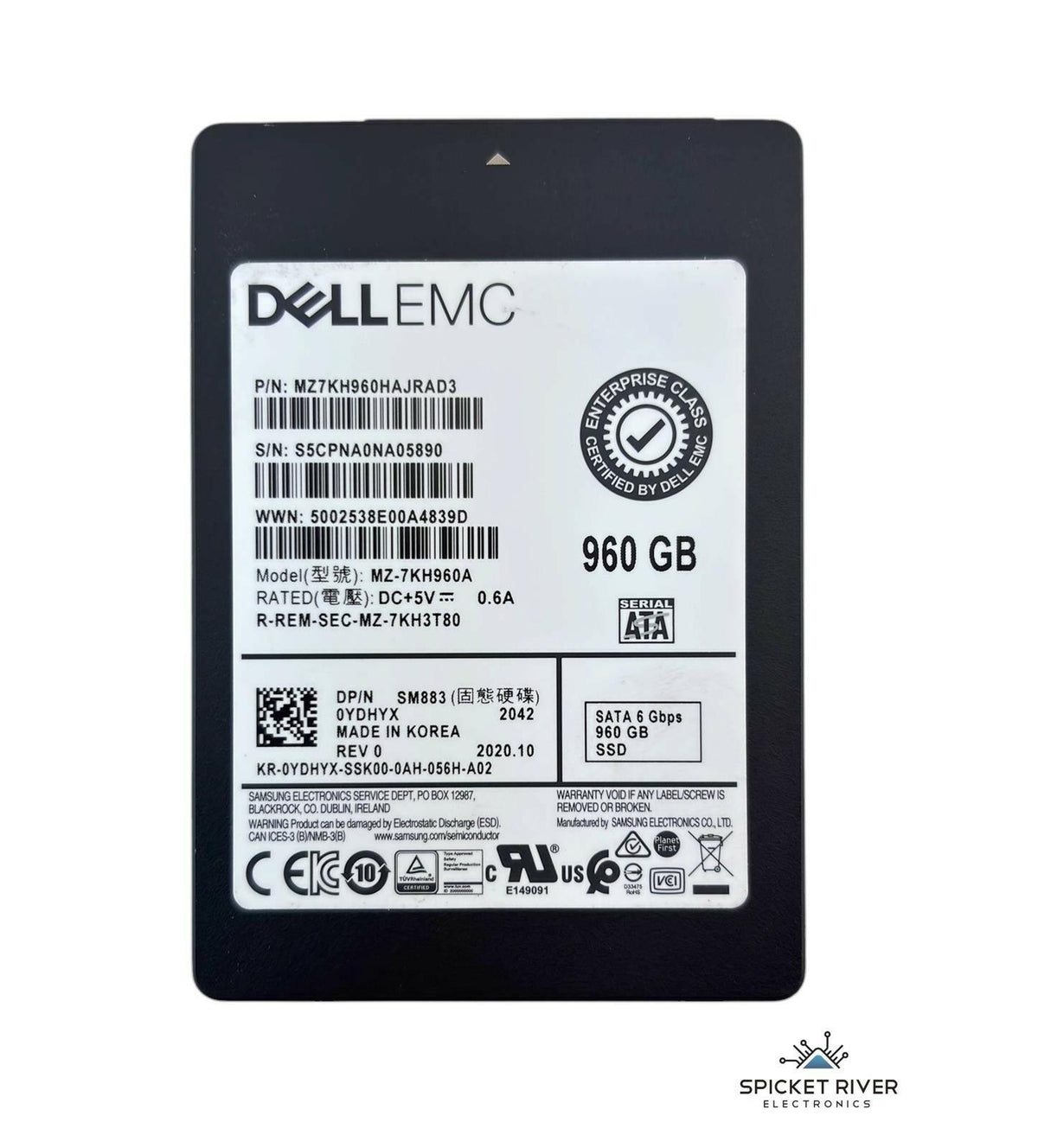 Dell EMC / Samsung SM883 MZ-7KH960A 960GB SATA 6Gb/s 2.5" SSD MZ7KH960HAJRAD3