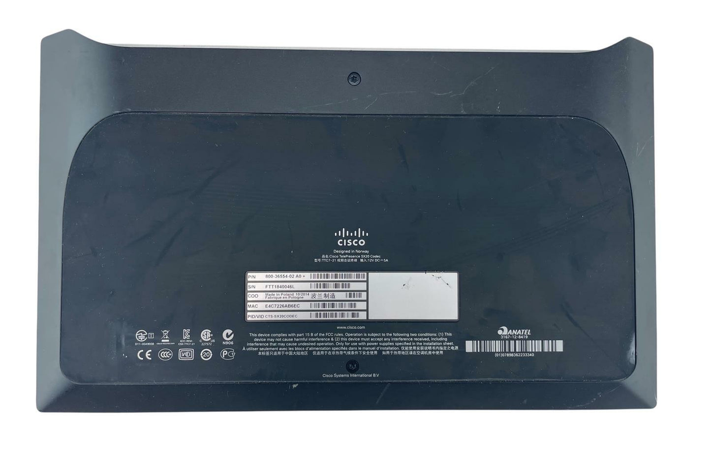 Cisco TTC7-21 Telepresence SX20 Video Conferencing Codec 800-36554-02