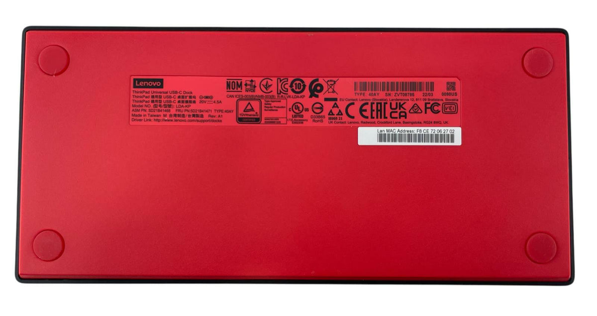 Lenovo ThinkPad Universal USB-C Dock Model LDA-KP Type 40AY - No AC