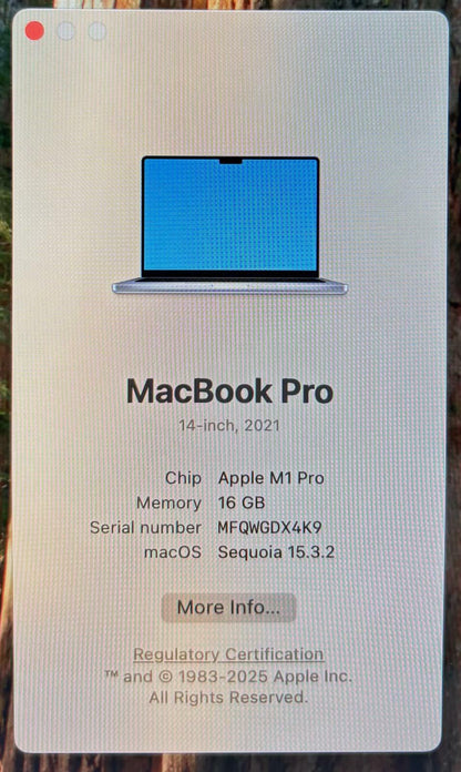 Apple MacBook Pro 14" A2442 2021 2.1GHz 8-Core M1 Pro 512GB SSD 16GB RAM #226861