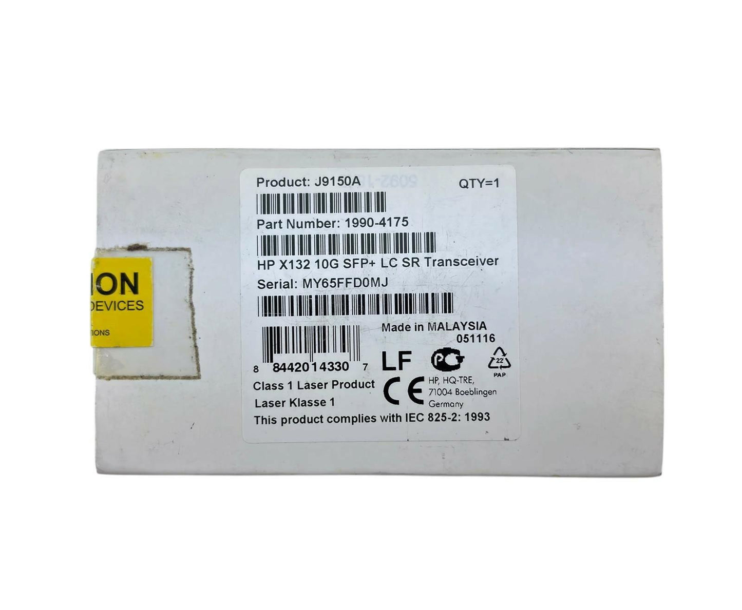 NEW - HP J9150A X132 10G SFP+ LC SR 850nm Transceiver 1990-4175