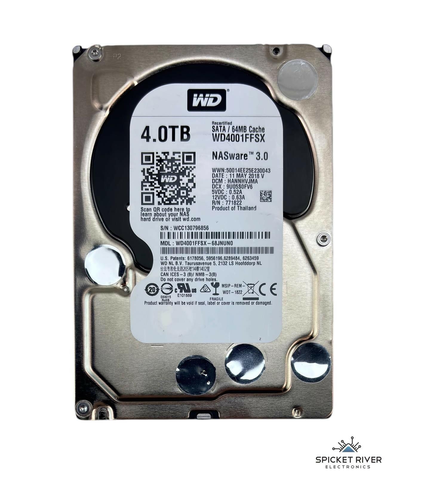 Western Digital Red Pro Recertified WD4001FFSX 4TB SATA NASware3.0 7.2K 3.5" HDD