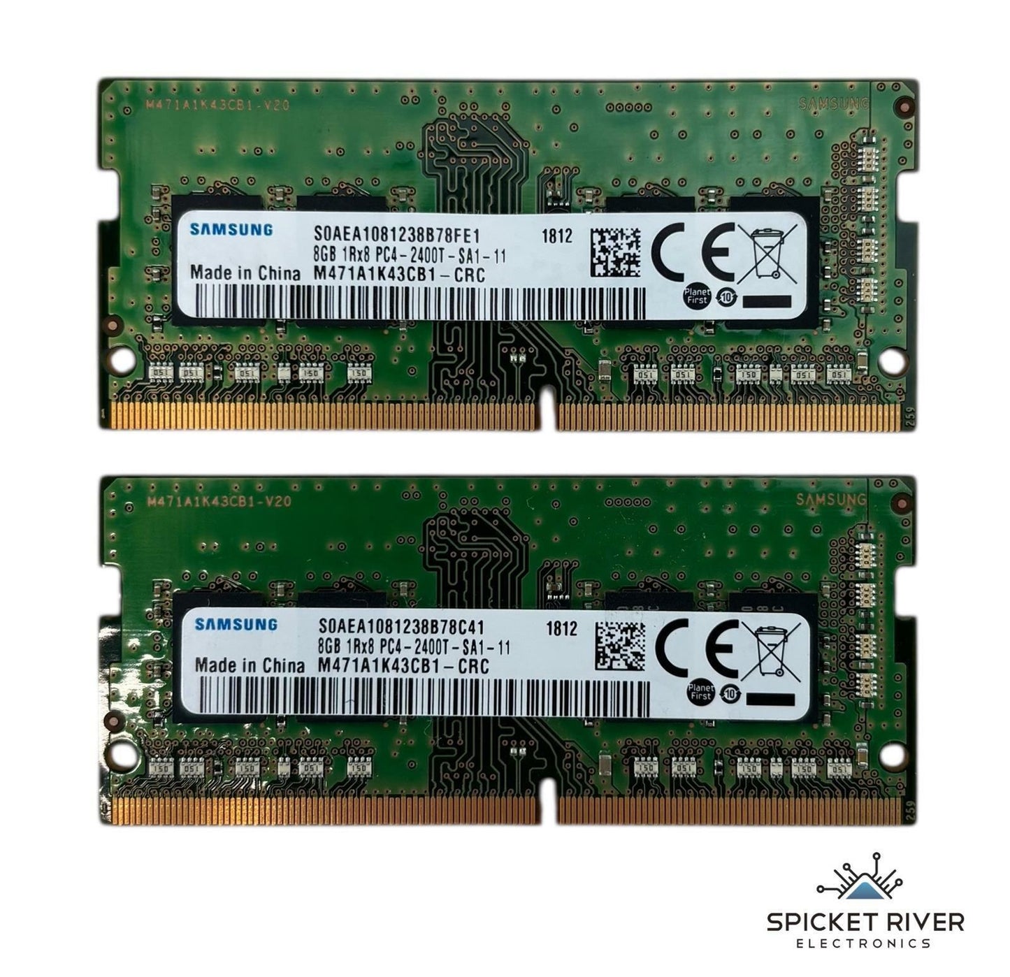 Lot of 2 - Samsung M471A1K43CB1-CRC 8GB 1Rx8 PC4-2400T DDR4 SODIMM Laptop RAM