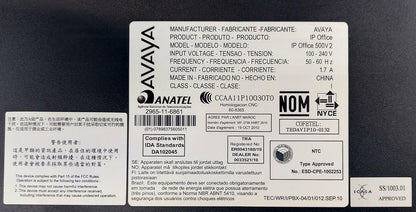 Avaya IP Office 500 v2 + IPO 500 Combo + IPO 500 PRIU + MU-LAW System SD PCS 17