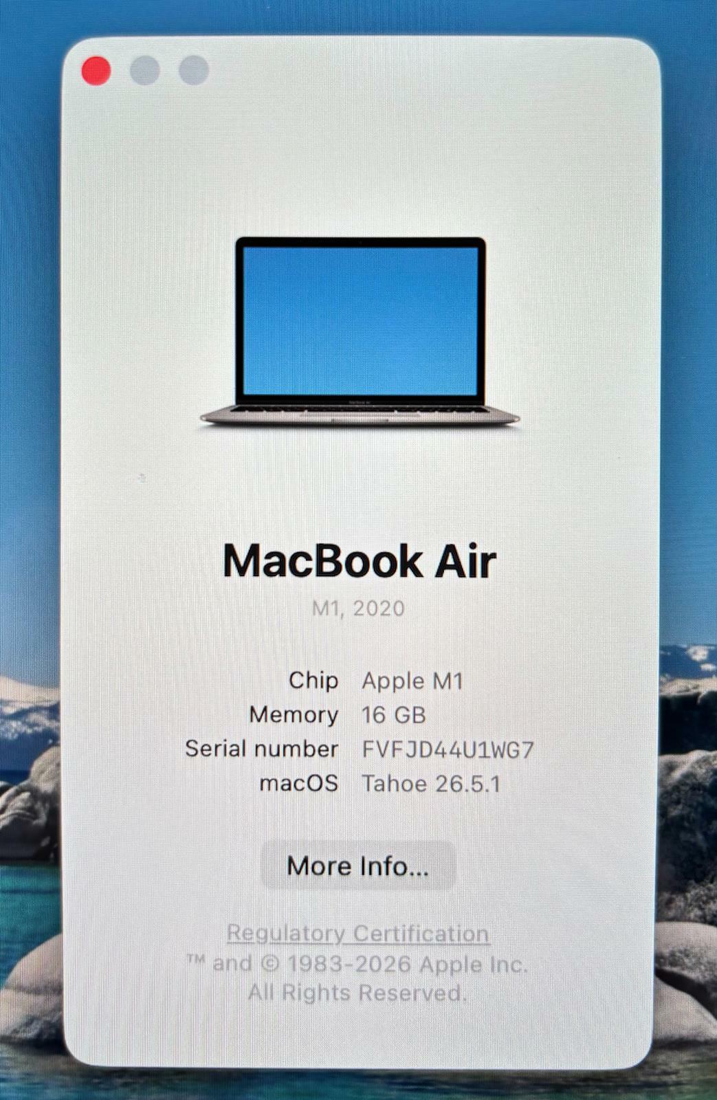 Apple MacBook Air A2337 2020 2.1GHz 8-Core M1 256GB SSD 16GB RAM - READ #226857