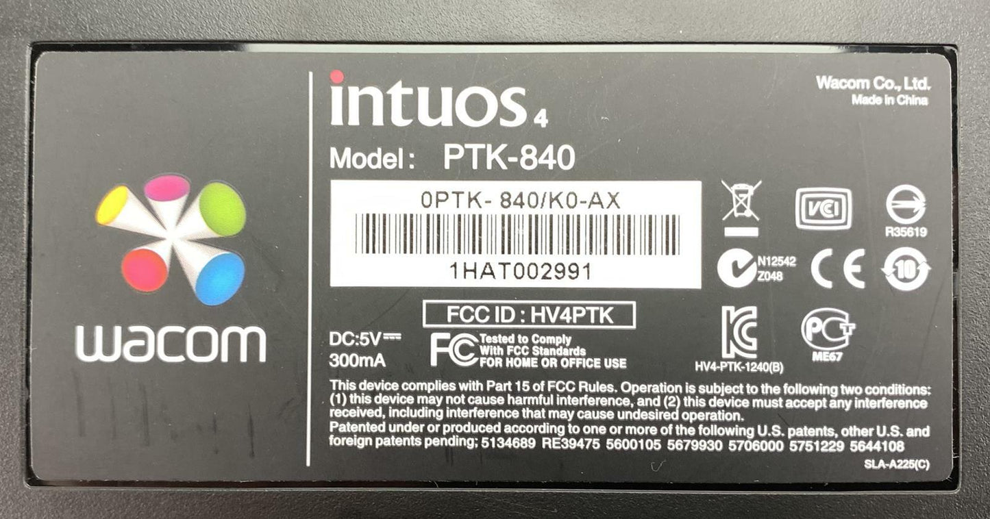 Wacom Intuos 4 0PTK-840/K0-AX Large Graphics Drawing Tablet - No Pen
