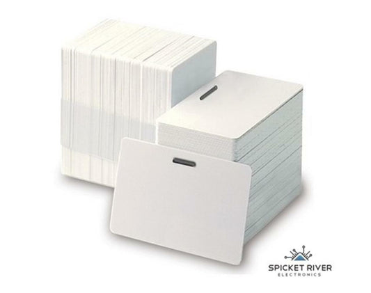 100 Pack - ID Card Supply Blank White CR80 PVC 30MIL ID Cards Horizontal Punch