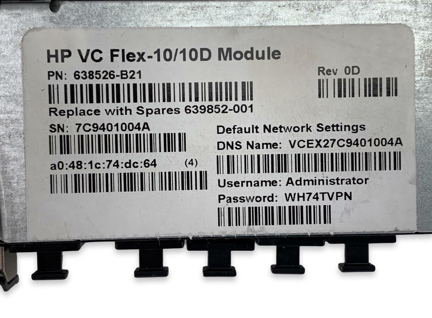 HP VC FLEX-10/10D 10-Port SFP Flex Module 638526-B21 - READ Clip