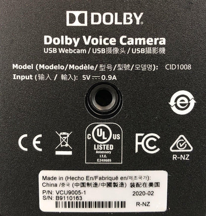 Dolby CID1008 Voice Camera Webcam w/ Mount + USB to USB-C Cable