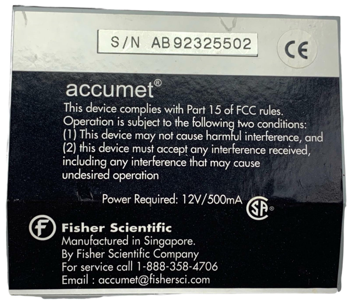 Fisher Scientific Accumet Basic AB15 pH Meter w/ Probe Arm + Power Adapter