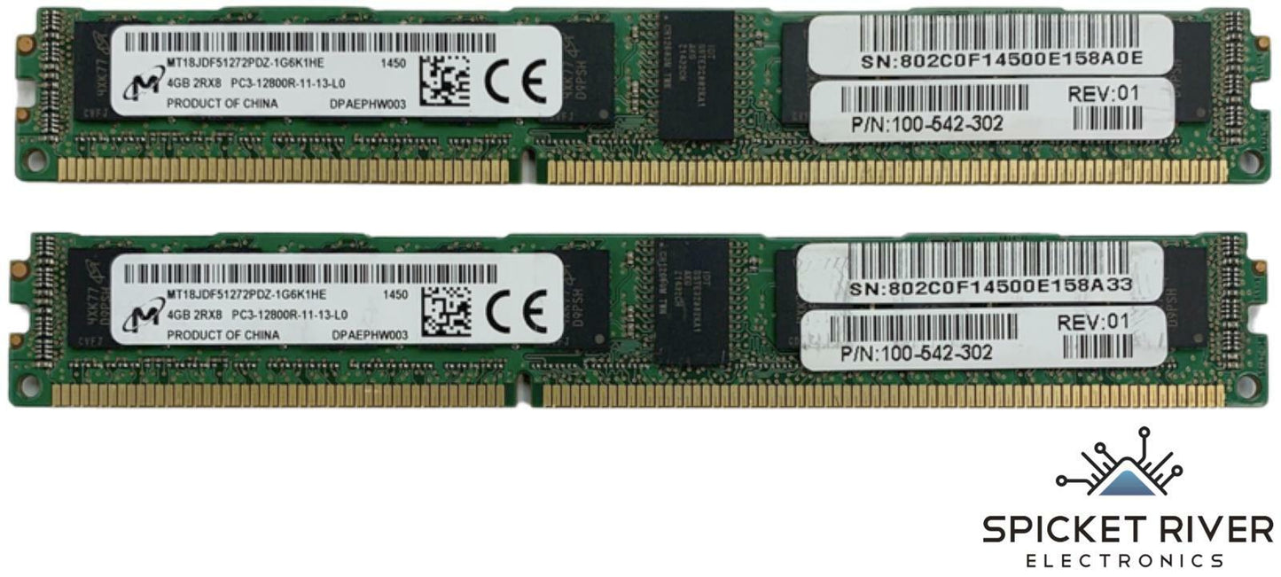Lot of 2 - Micron MT18JDF51272PDZ-1G6K1HE 2x 4GB (8GB) DDR3 SDRAM PC3-12800 RAM