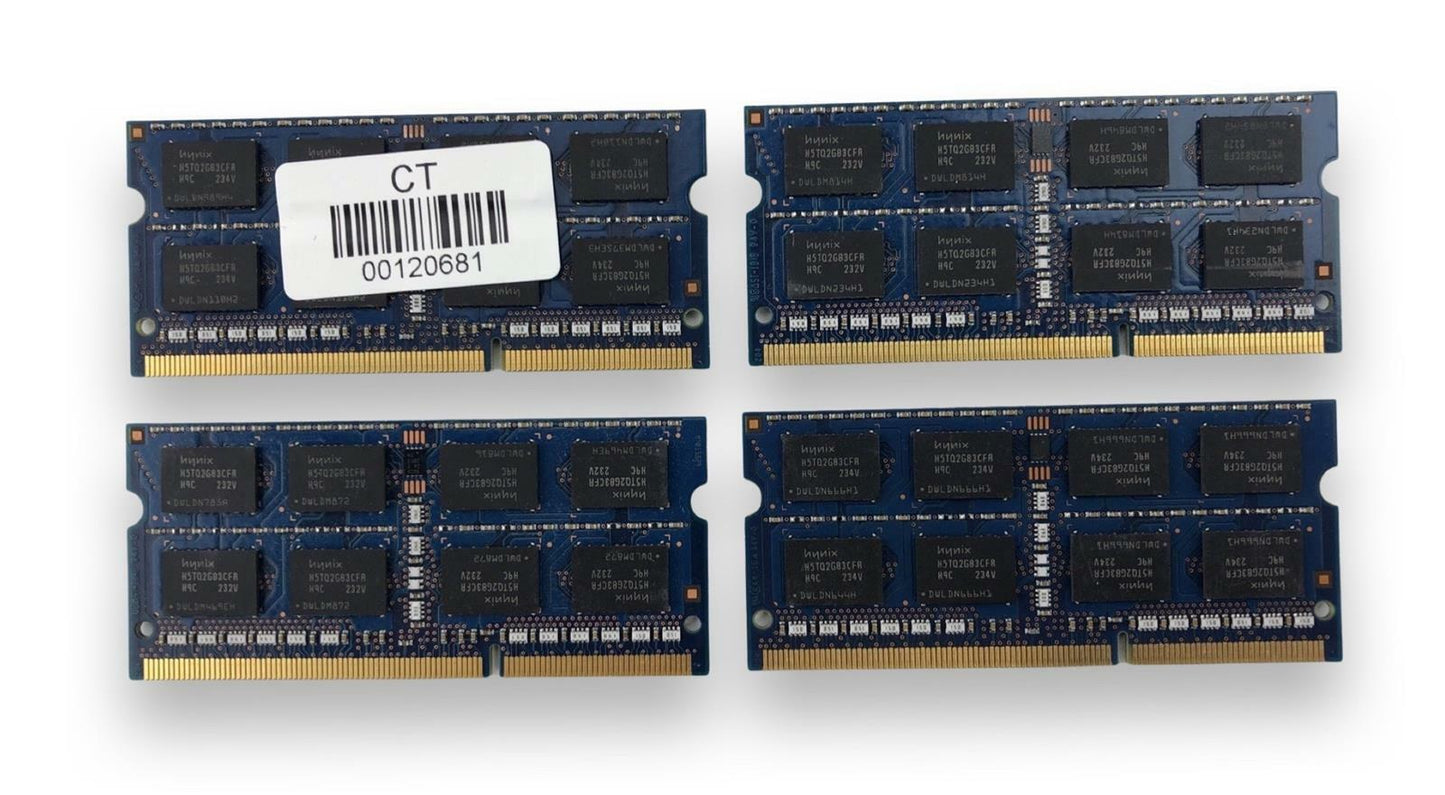 Lot of 4 - Hynix HMT351S6CFR8C-H9 4GB 2Rx8 PC3-10600S Laptop RAM Memory