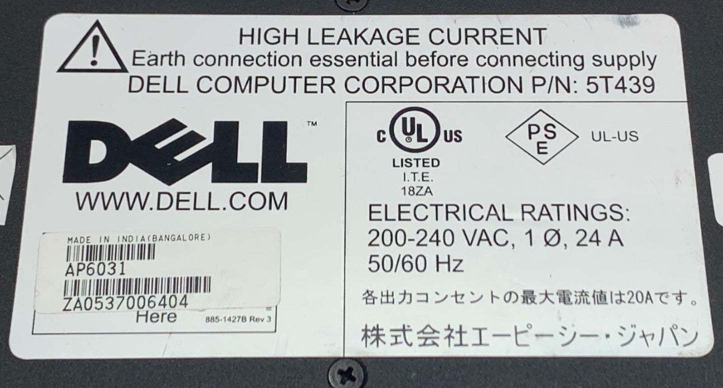 Dell AP6031 24/30A 4-Outlet C19 Power Distribution Unit PDU 5T439
