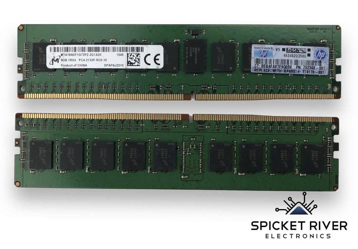 Lot of 2 - HP Micron MTA18ASF1G72PZ-2G1A2 8GB DDR4 PC4-2133P Server RAM Memory