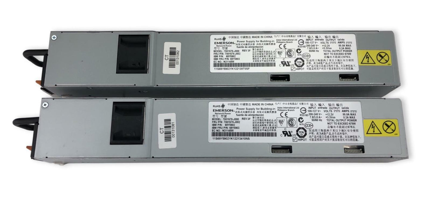 Lot of 2 - Emerson IBM 7001578-J000 675W PSU Server Power Supply