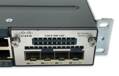 Cisco Catalyst WS-C3560X-48PF-L v01 48-Port Gigabit Switch 2x PSUs + C3KX-NM-10G