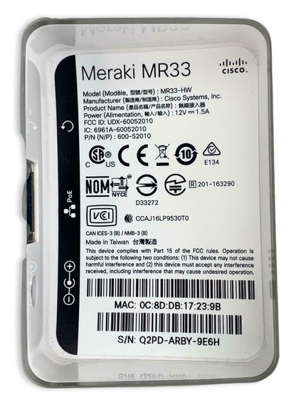 Cisco Meraki MR33 Cloud Managed Dual Band Wireless Access Point WAP - Unclaimed