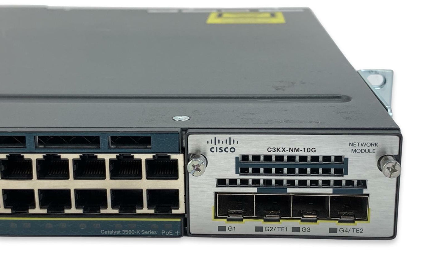 Cisco WS-C3560X-48PF-L V01 Network Switch w/ C3KX-NM-10G 1x 1100W PSU - No Fans