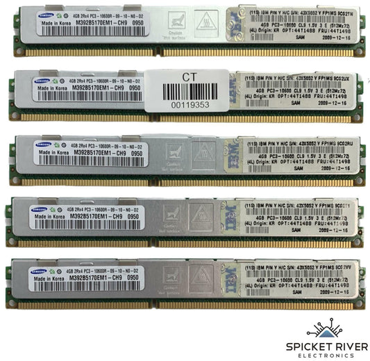 Lot of 5 - Samsung M392B5170EM1-CH9 4GB DDR3 SDRAM PC3-10600 Server RAM Memory