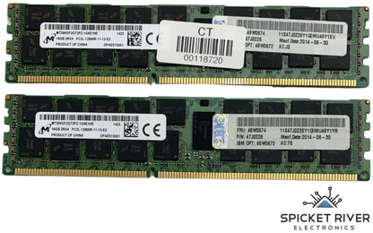 Lot of 2 - Micron MT36KSF2G72PZ-1G6E1HE 16GB DDR3 SDRAM PC3L-12800 RAM Memory