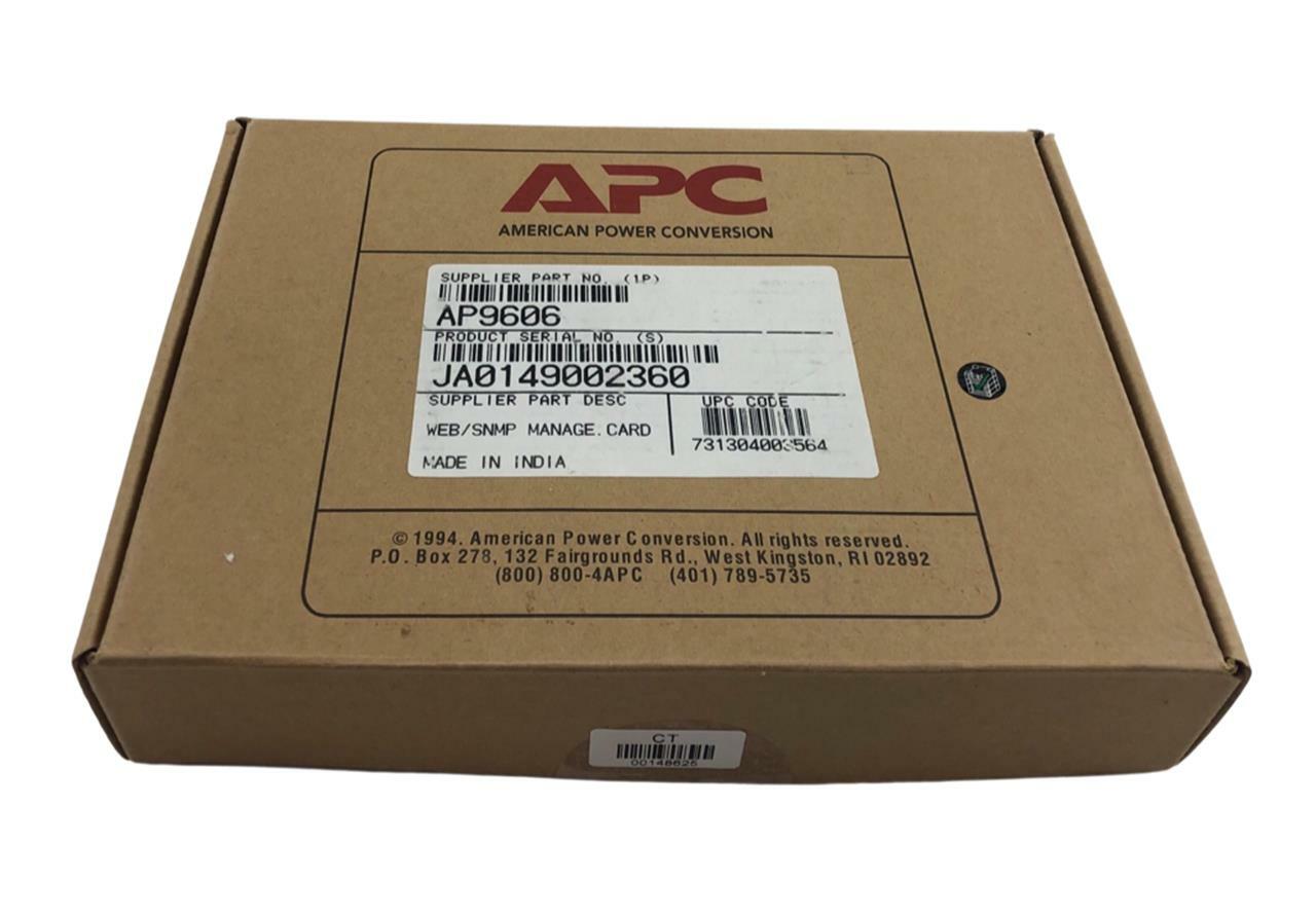 NEW - Open Box - APC AP9606 SmartSlot Web/SNMP Network Management Card