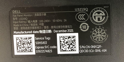 Dell UltraSharp U3219Q 32" IPS LED 4K UHD 3840x2160 Display Monitor - READ