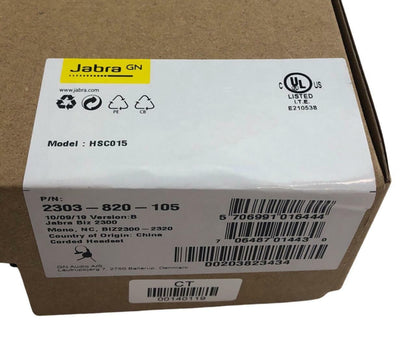 NEW - Open Box - Jabra Biz 2300 HSC015 Mono QD 2303-820-105 Headset