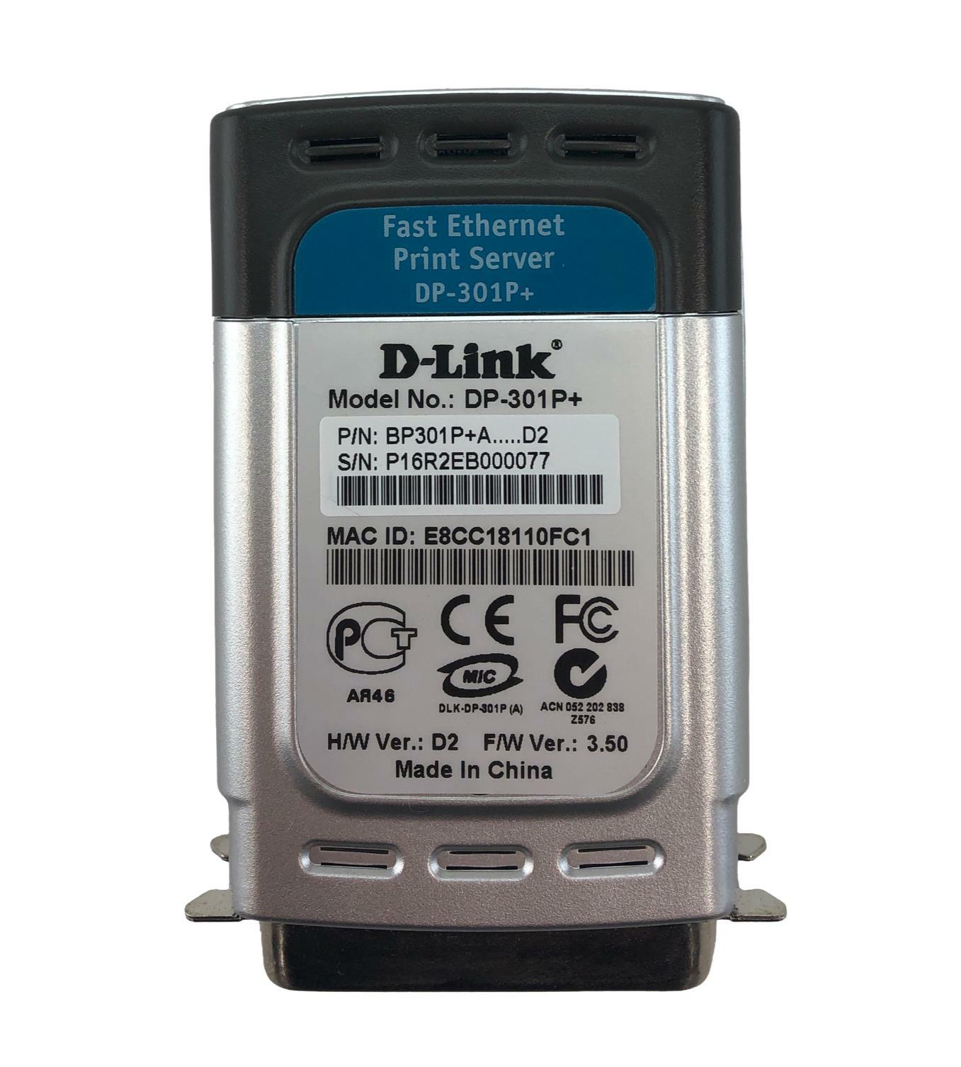 D-Link PD-301P+ Fast Ethernet Parallel Port Print Server w/ AC Adapter