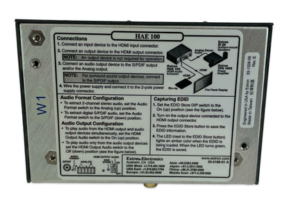 Extron HAE 100 HDMI to Analog Audio Extractor De-Embedder Signal Processor