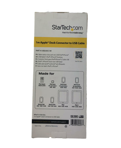 NEW - StarTech.com USB2ADC1M 1M Apple Dock Connector to USB iPhone iPod Cable