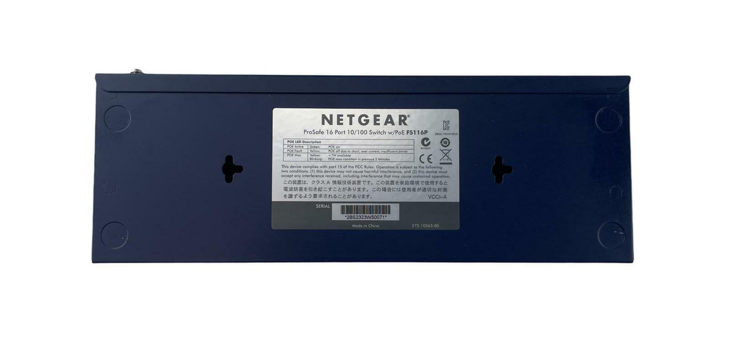 NetGear ProSafe FS116P 16-Port Fast Ethernet 10/100 PoE Network Switch