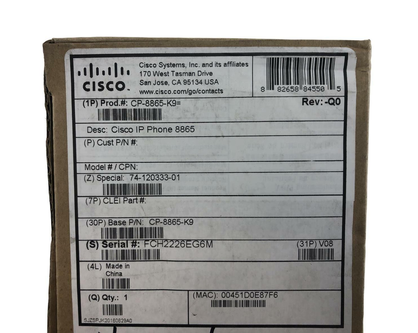 NEW - Open Box - Cisco CP-8865 Wireless/Wired Business IP Phone